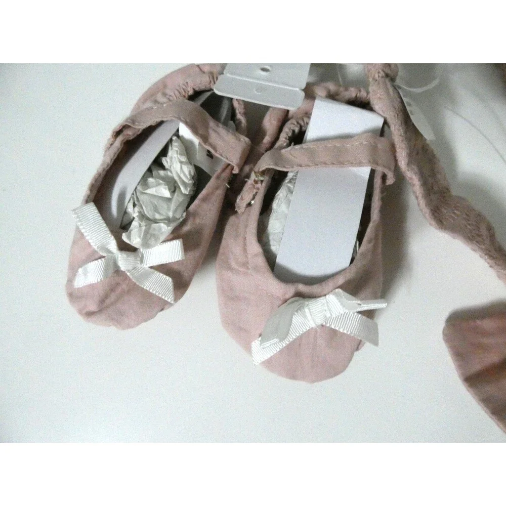 Tahari Baby New 9 Months Pink Bow Headband & Ballet Slipper Sock Ballet Flat Set